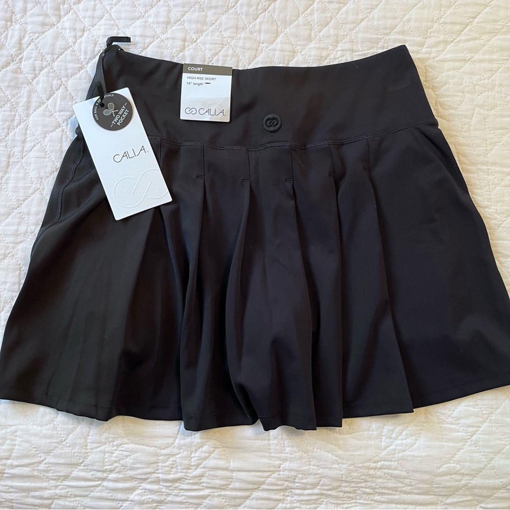 *NWT* CALIA Black High-Rise Back Pleat Skirt XS, Tennis Golf Pickleball Athletic